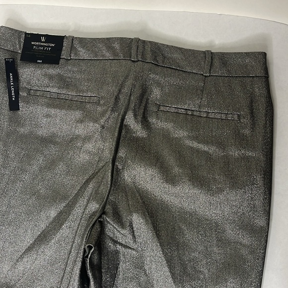 NWT Worthington Slim Fit Size 14 Women’s Silver Pants Ankle Length - Picture 7 of 10